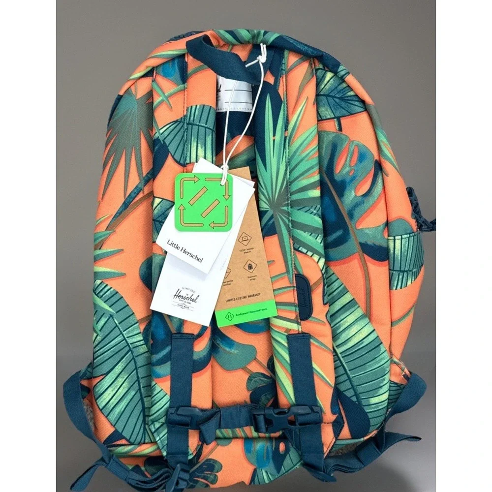 Herschel Heritage Youth Backpack Tangerine Palm Leaves Tropical Quality NEW Tags